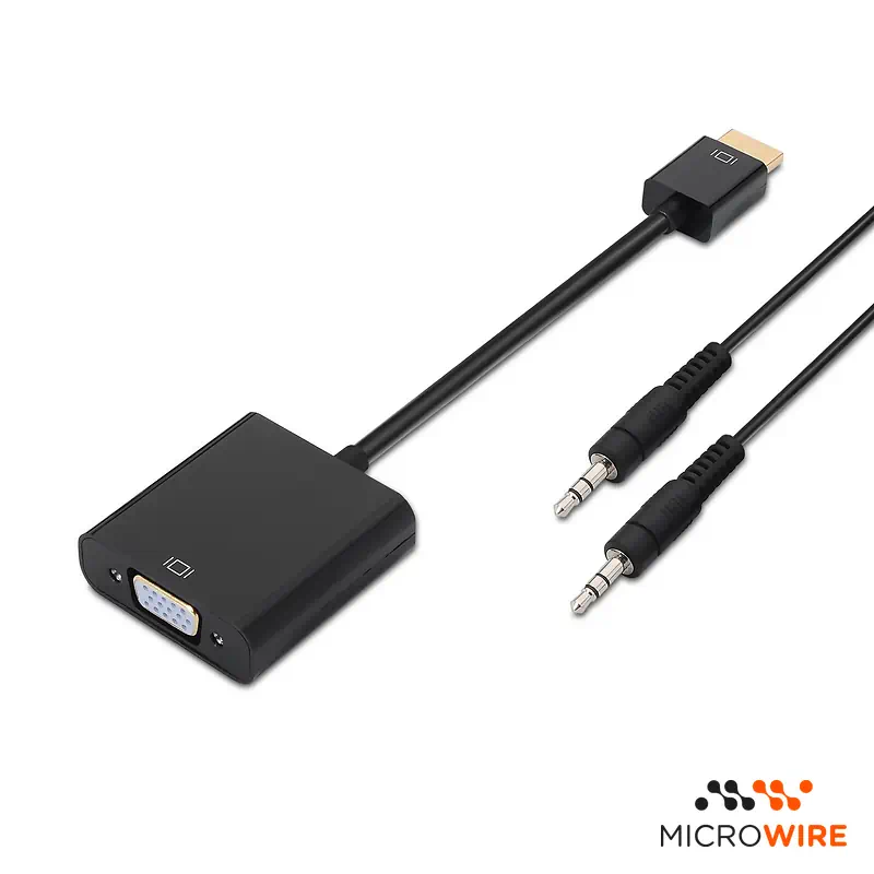 Adaptateur HDMI Mâle vers VGA Femelle et Jack 3.5 Aisens A122-0126