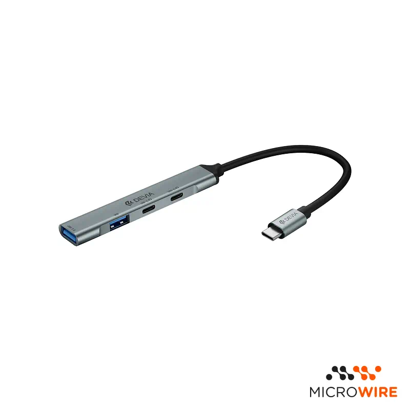 Adaptador DEVIA Lite1 HUB USB-C para USB-C e USB-A