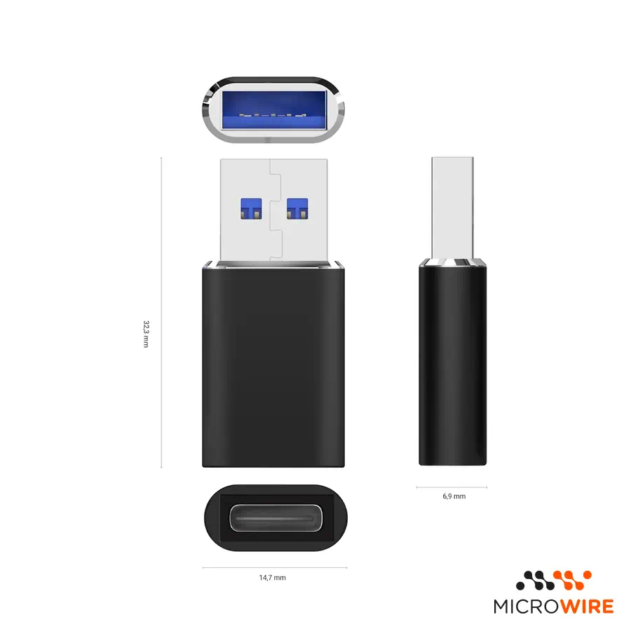 Adaptateur USB 3.2 vers USB-C AISENS