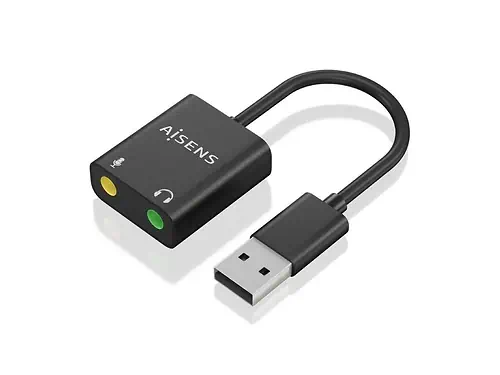 Aisens Carte Son USB-A vers 2x Jack 3.5mm 10cm Noir