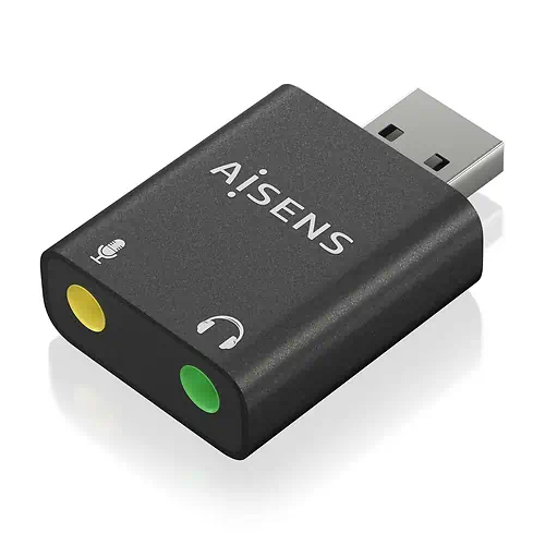 Aisens Carte Son USB-A vers 2x Jack 3.5mm Noir