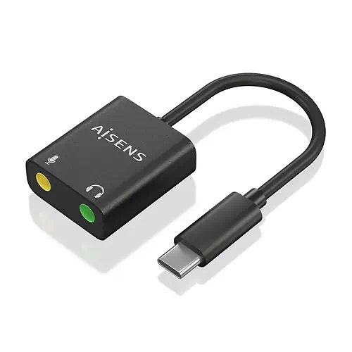 Aisens Carte Son USB-C vers 2x Jack 3.5mm 10cm Noir