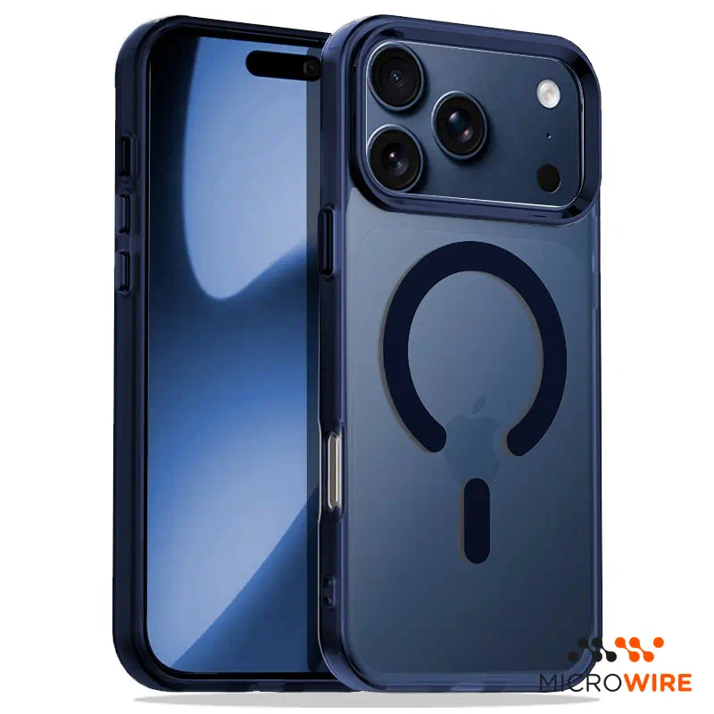 Capa Azul Transparente com MagSafe iPhone 17 Pro Max 18 Pro Max