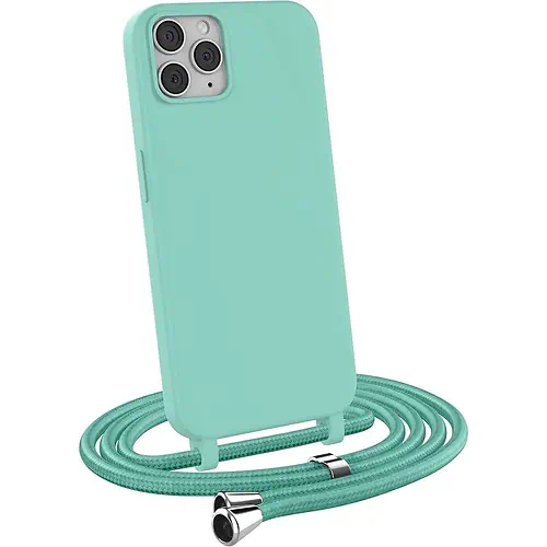 Coque en Silicone Bleu Sarcelle avec Cordon iPhone 11 Pro
