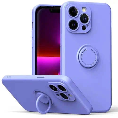 Coque en Silicone Violette avec Anneau iPhone 13 Pro Max