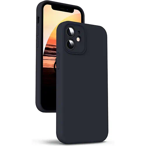 Coque en Silicone Simple Noire avec Protecteur d'Objectif iPhone 11