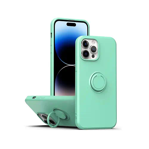 Funda de Silicona Verde Azulado con Anillo iPhone 12 Pro Max