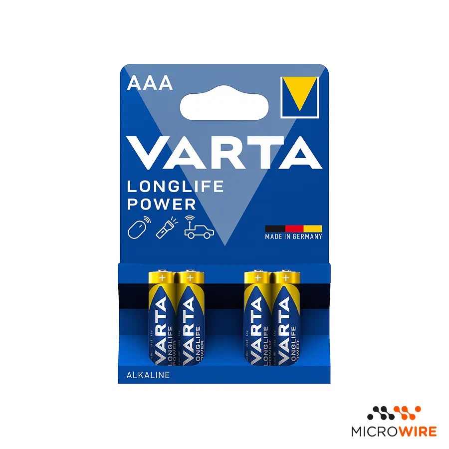Kit 4 AAA Alkaline Batteries Longlife Power VARTA