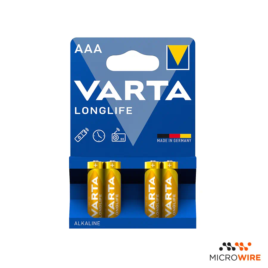 Kit 4 Alkaline Batteries AAA Longlife VARTA LR03