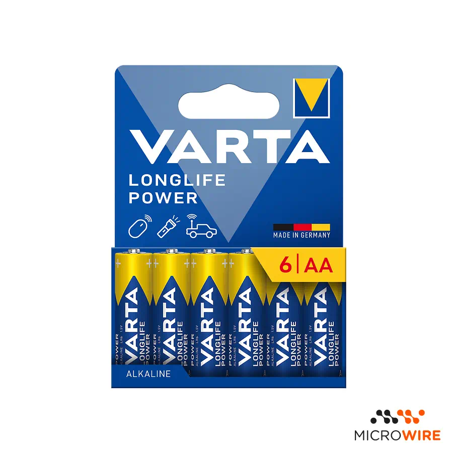 Kit 6 Pilhas Alcalinas AA Longlife Power VARTA