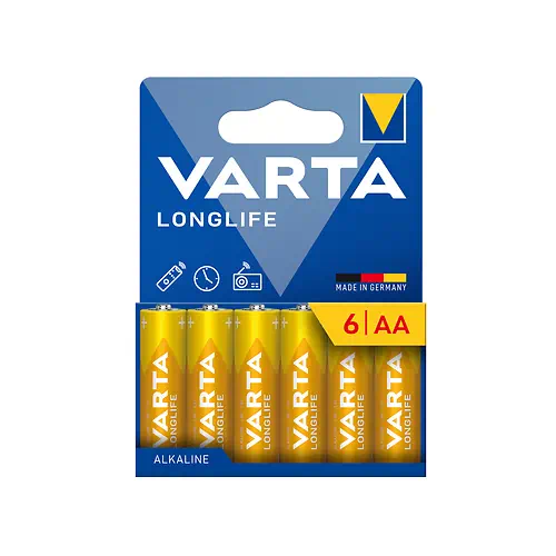 Kit 6 Pilhas Alcalinas AA Longlife VARTA