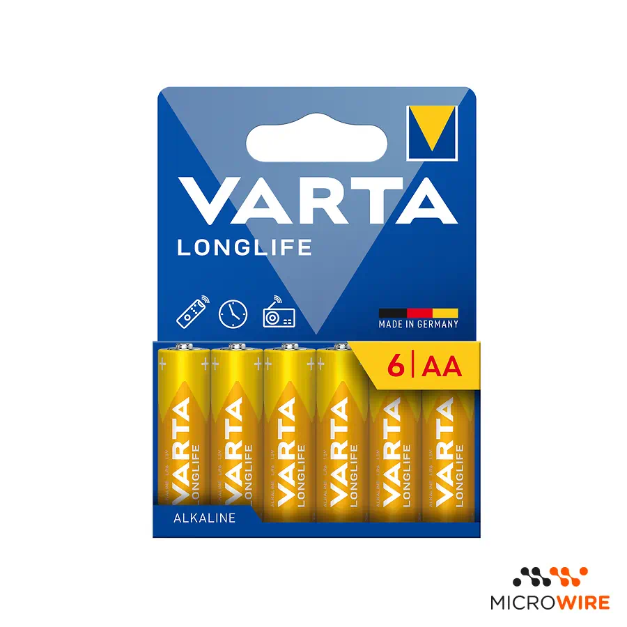 Kit 6 Pilhas Alcalinas AA Longlife VARTA