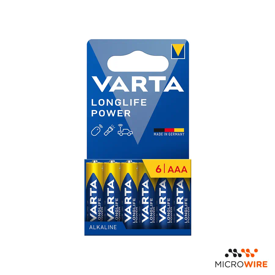 Kit 6 Pilhas Alcalinas AAA Longlife Power VARTA