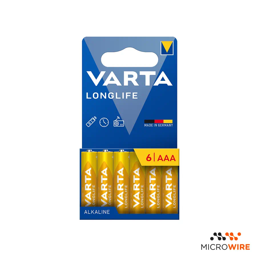 Kit 6 Pilhas Alcalinas AAA Longlife VARTA