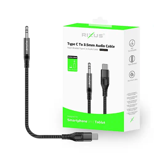 Rixus Cable de Audio Trenzado Macho - Macho 1.2m