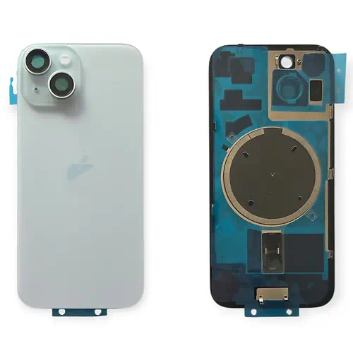Cache Arrière iPhone 15 Bleu Avec Lentilles