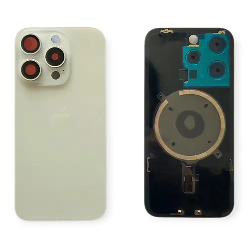 Cache Arrière iPhone 15 Pro Blanc Avec Lentilles