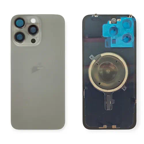 Cache Arrière iPhone 15 Pro Max Gris Avec Lentilles