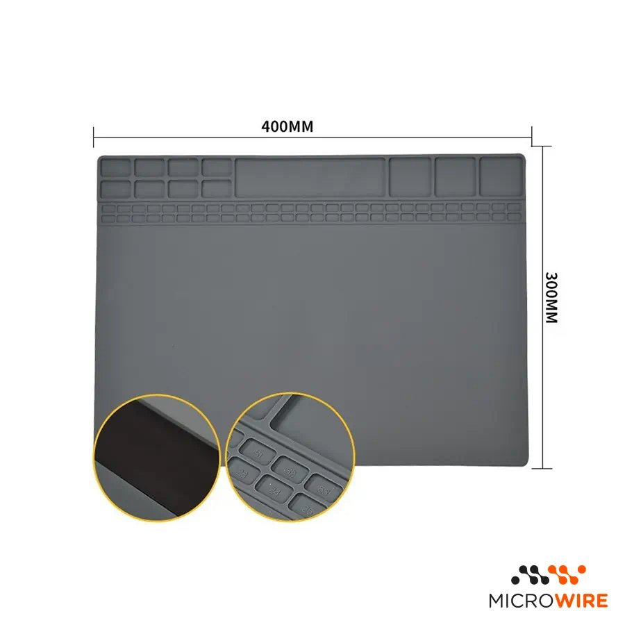 Tapete de Silicone Antiestático Magnético Profissional Cinza