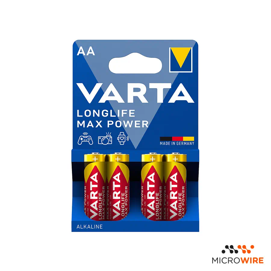 VARTA 4 Pack AA Alkaline Batteries Longlife Max Power