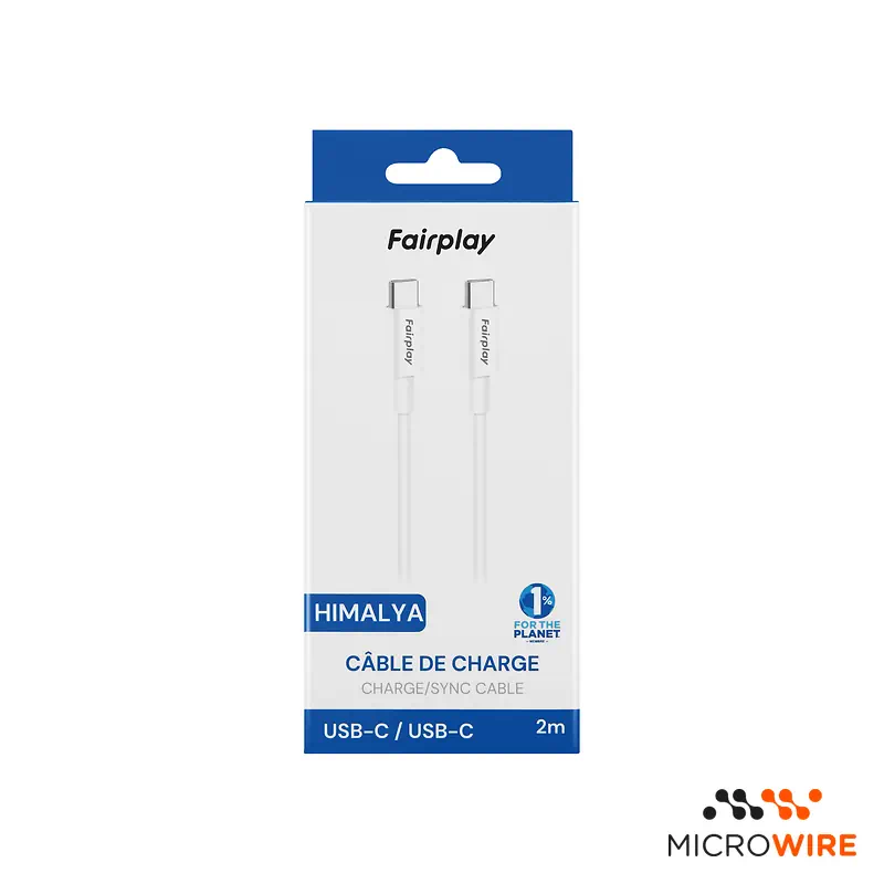 Cabo de Dados FairPlay Type-C 2M 100W Branco