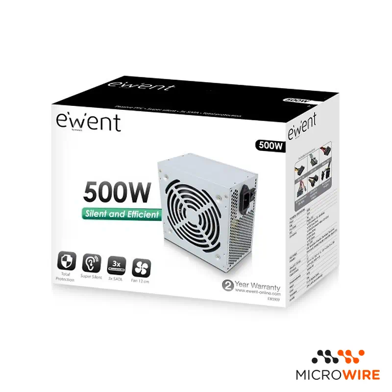 Fonte de Alimentação Ewent ATX EW3909 500W